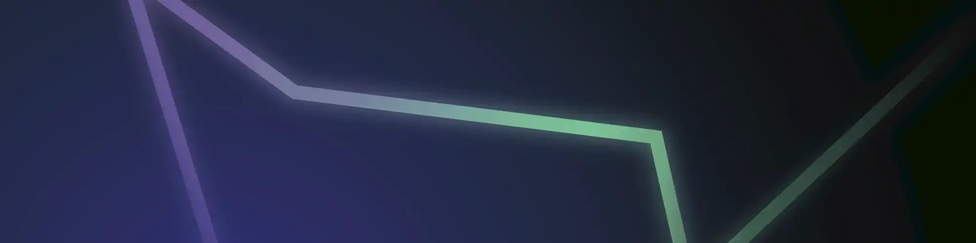 Glowing neon line forming a sharp angular shape against a dark background.