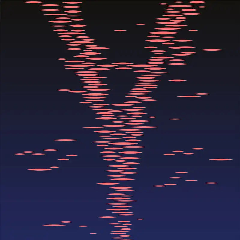 Pink horizontal lines form a twisting, DNA-like helix pattern.