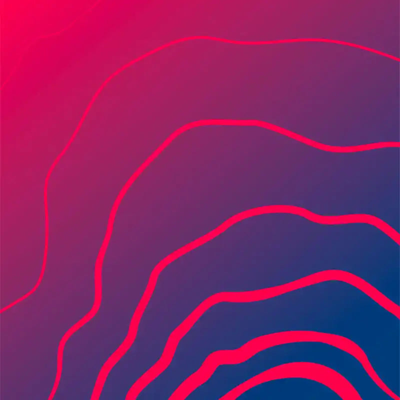 Wavy pink lines creating concentric curves against a gradient background.